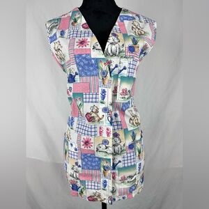 NWT Jasco Uniform Colorful Patchwork Vest for Scrub Tops